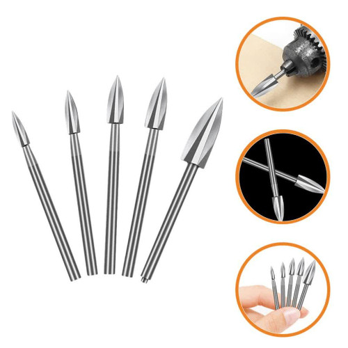 چوبساب 5 عددی سه پر از جنس فولاد برای تراش و حکاکی چوب